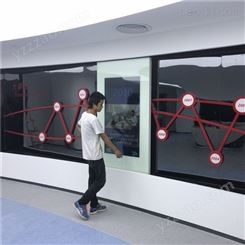 黑龙江大庆 滑轨屏 展厅展馆互动自动导轨屏方案 手动移动滑轨屏