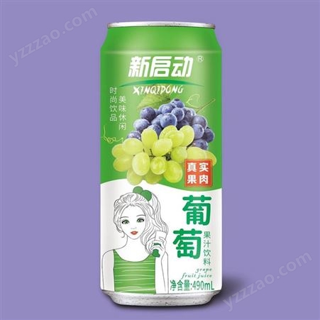葡萄果肉果汁饮料490毫升易拉罐装夏季果味饮品