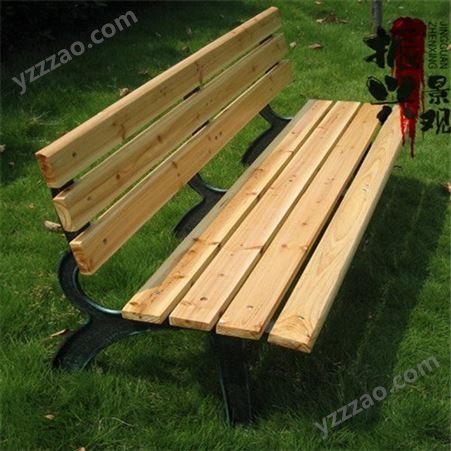 【高质量】户外铸铁公园椅黄色木条组合铁木休闲椅厂家