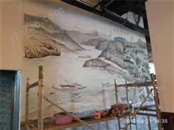 中式餐馆装修墙绘CH764 景观手绘墙画工作室 新视角艺术