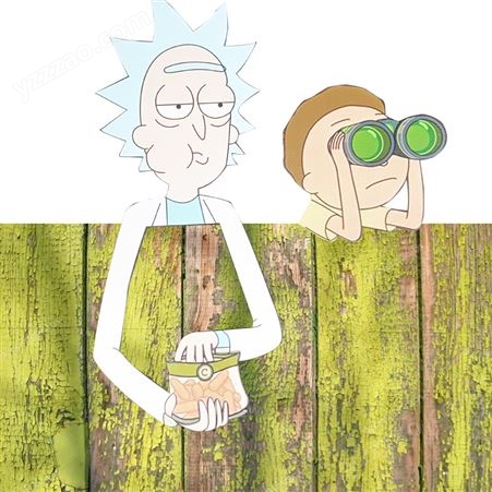 新款圣诞围栏花园庭院插牌金属工艺品栅栏装饰Rick and Morty