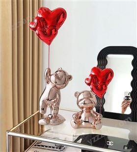 创意气球小熊摆件 电镀暴力熊 公司定制礼品 室内轻奢装饰品