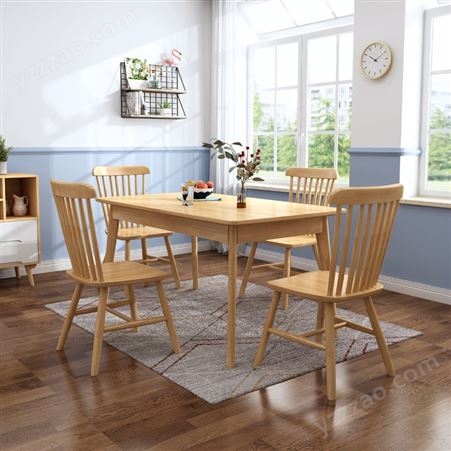 北欧风格全实木餐桌 长方形现代餐桌椅组合客厅家用饭桌JJ050