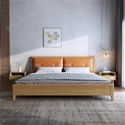 软包双人实木床 现代简约1.5/1.8米经济实用型高箱储物床JJ091