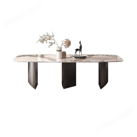 轻奢现代简约 大小户型长方形岩板餐桌别墅饭桌jj004