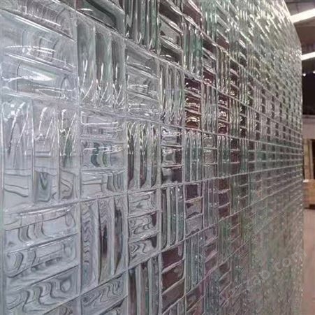 热熔玻璃 隔断钢化玻璃背景墙 水纹压铸艺术玻璃定制