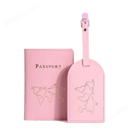 皮具厂定制护照夹行李牌套装 皮革护照套行李吊牌礼品旅行套装