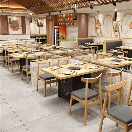定制中式餐厅板式双人卡座沙发餐饮家具简约烤肉火锅店桌椅凳组合