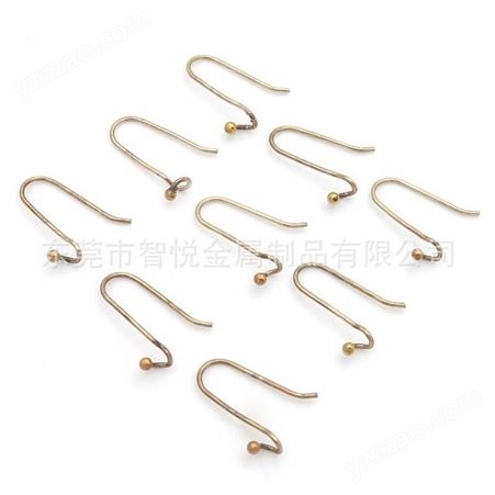黄铜手弯造型焊实心圆球常用耳环首饰半成品配件客订尺寸订购
