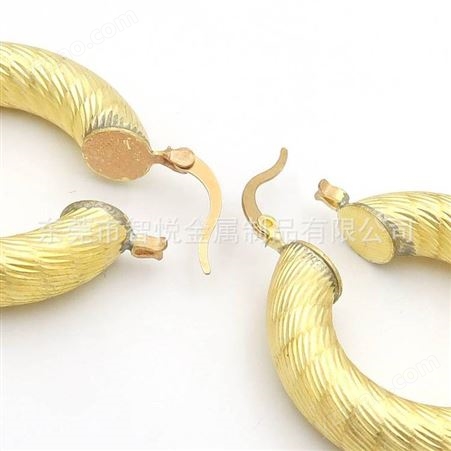 黄铜空心圆管批花耳圈代客抛光电镀批量来图订购铜耳环半成品配件