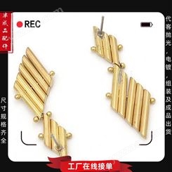 黄铜菱形竹节活动耳坠饰品厂来图订购流苏铜耳环半成品配件