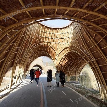 竹长廊-竹建筑厂家专业设计定做各类竹廊 廊架 花架 景观廊生态廊