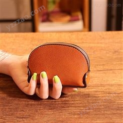 韩版小女士零钱包迷你短款钥匙贝壳卡包真皮拉链手拿硬币包